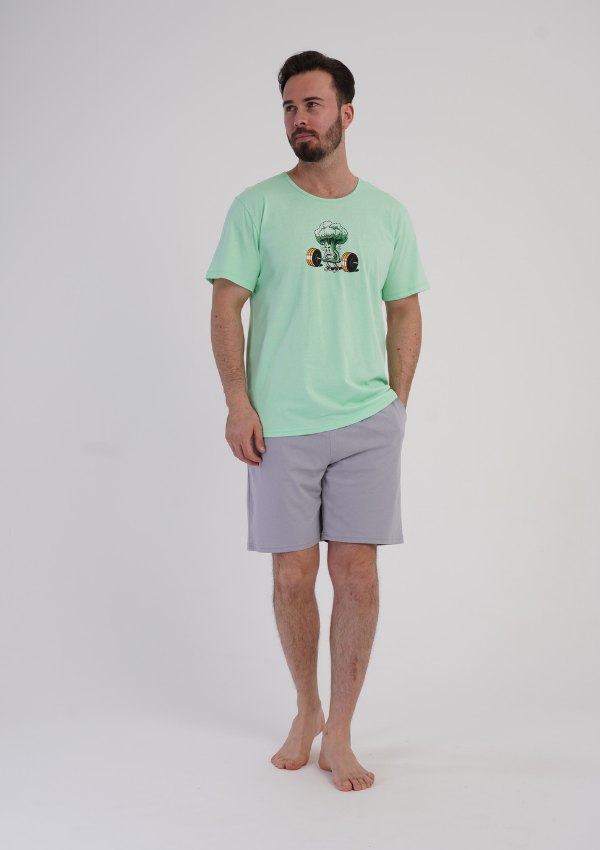 Piżama Męska Vienetta Broccoli Power, Zielony, r. S-XL