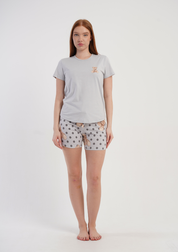 Piżama Damska Vienetta Sleep Bear, Szary, S -XL