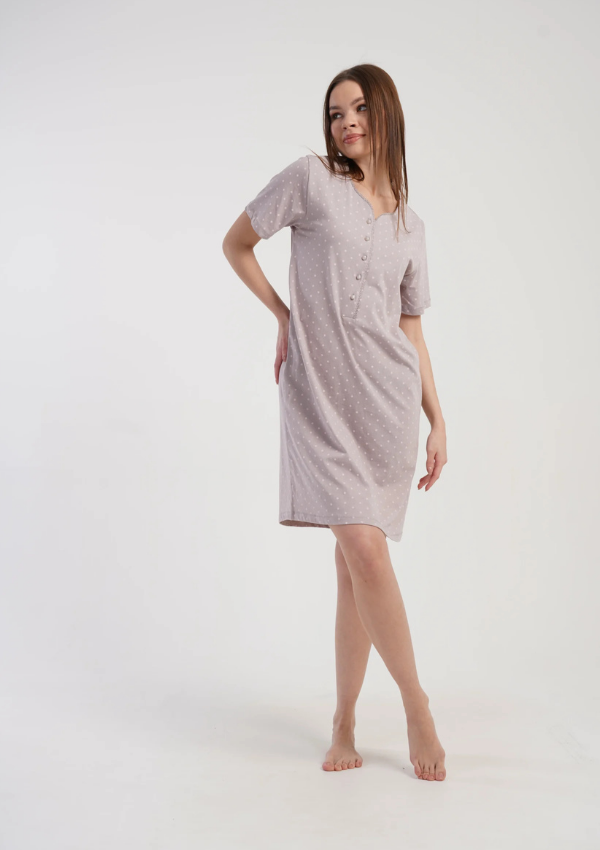 Koszula Nocna Vienetta Dot Comfort, Beżowy, r. M-XXL