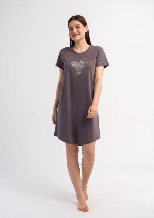 Koszula Nocna Vienetta Love Heart, Szary, r. M-XXL