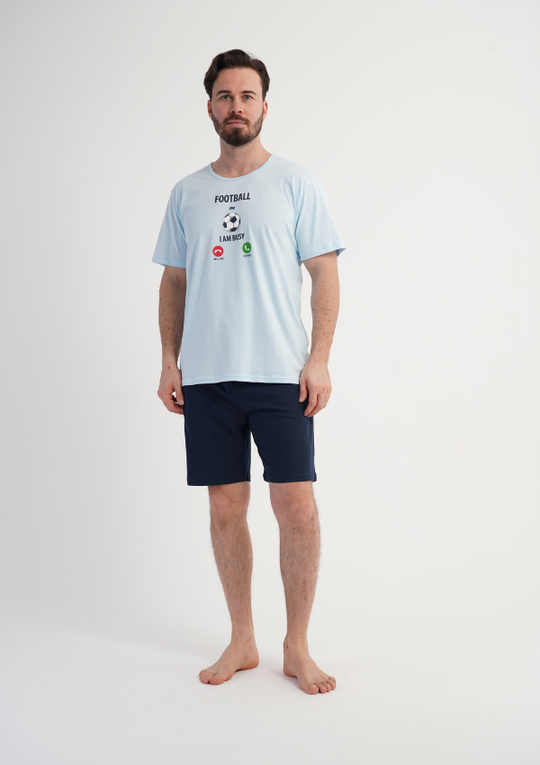 Piżama Męska Vienetta Blue Match, Niebieski, r. 1XL-4XL