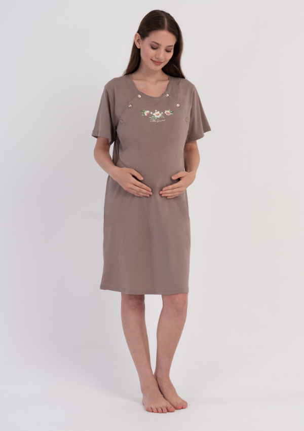 Koszula do Karmienia Vienetta Bloom Maternity, Brązowy, r. M-XXL