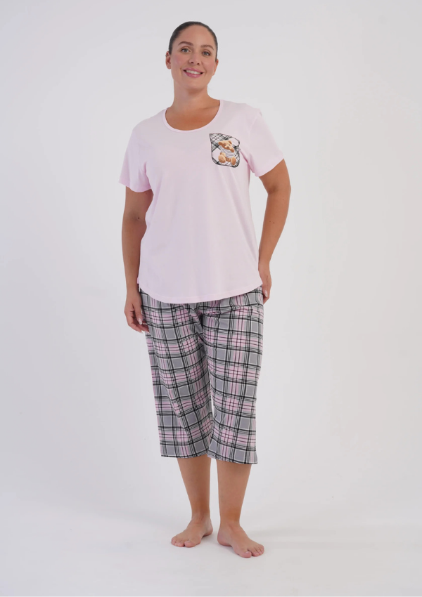 Piżama Damska Vienetta Pink Teddy, Różowy, r. 1XL-4XL