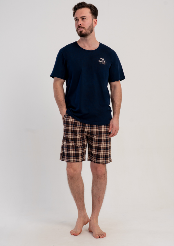 Piżama Męska Vienetta Big Navy Check, Granatowy, r. 5XL-7XL