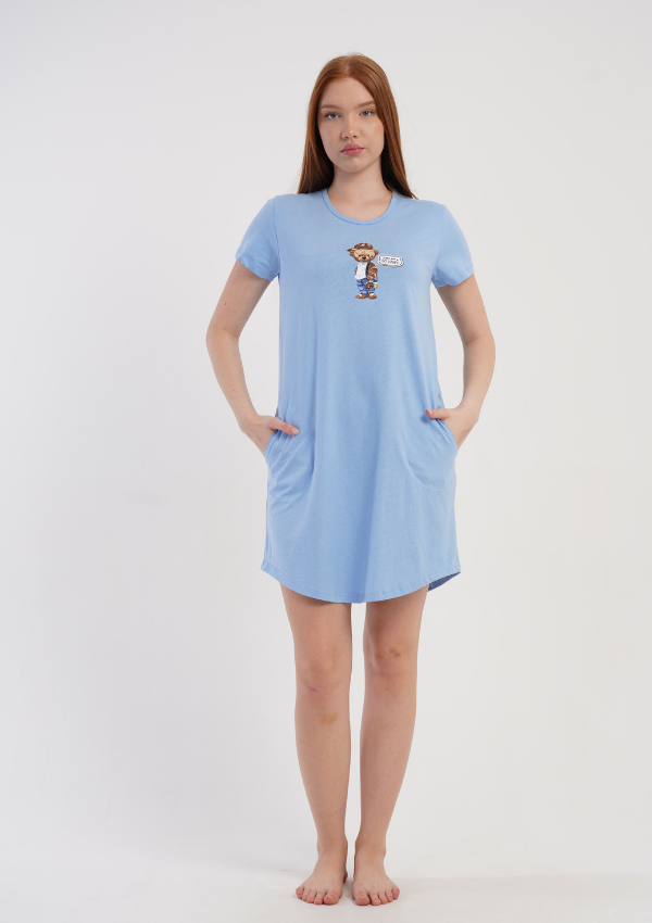 Koszula Nocna Vienetta Blue Cuddle, Niebieski, r. M-XXL