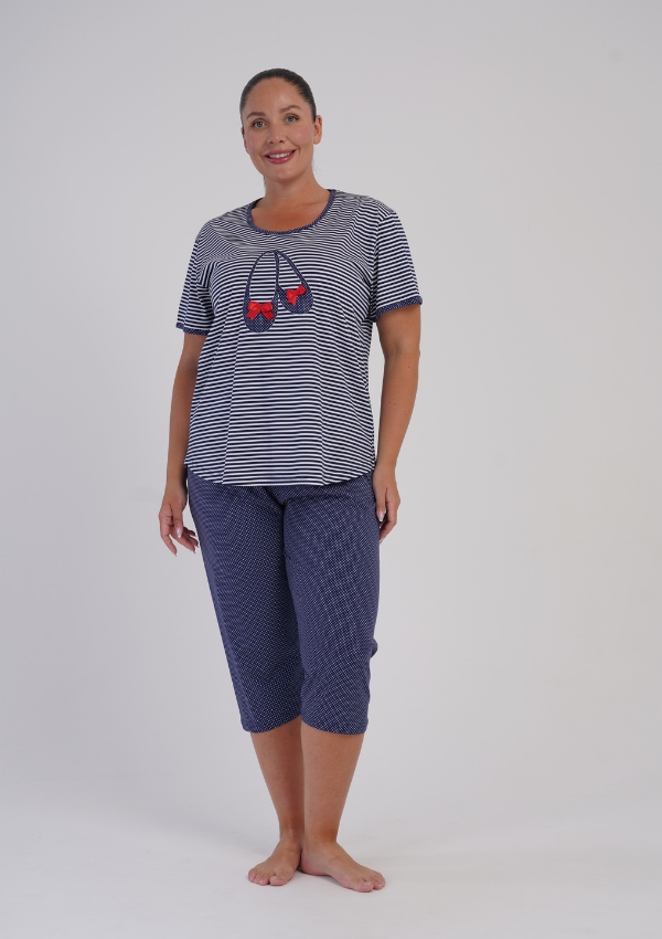 Piżama Damska Vienetta Ballet Dots, Granatowy, r. 1XL-4XL