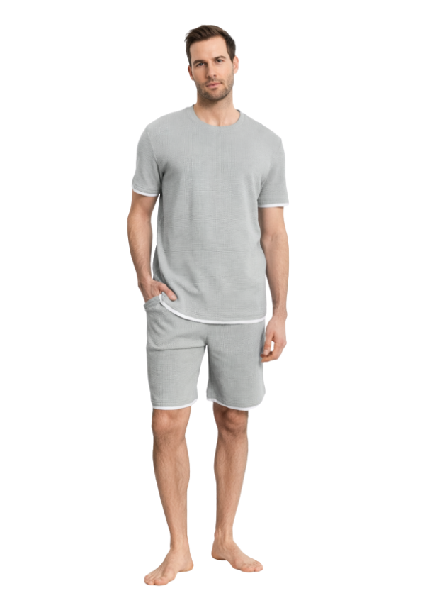 Piżama Męska Waffle Set, Szary, r. M-XL