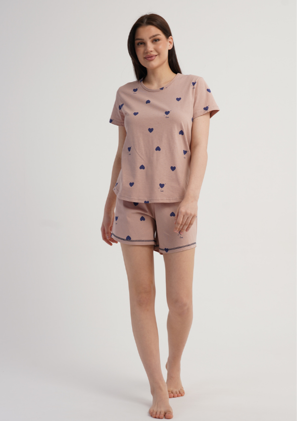 Piżama Damska Vienetta Sweet Hearts, Różowy, S -XL