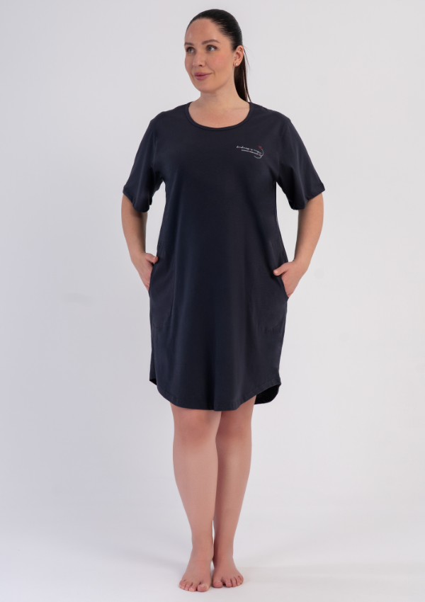 Koszula Nocna Damska Midnight Ease, Grafitowy, r. 1XL - 4XL