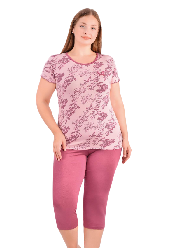 Piżama damska Berry Blossom, Różowy, r. 2XL-5XL