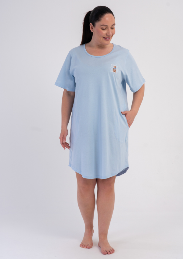 Koszula Nocna Damska Blue Teddy Harmony, Niebieski, r. 1XL - 4XL