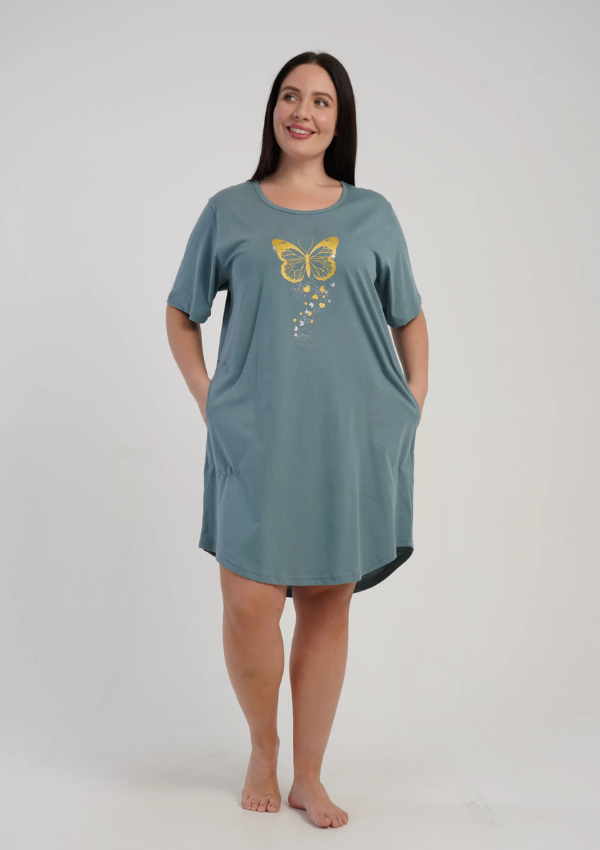 Koszula Nocna Damska Vienetta Petrol Wing, Zielony, r. 1XL - 4XL
