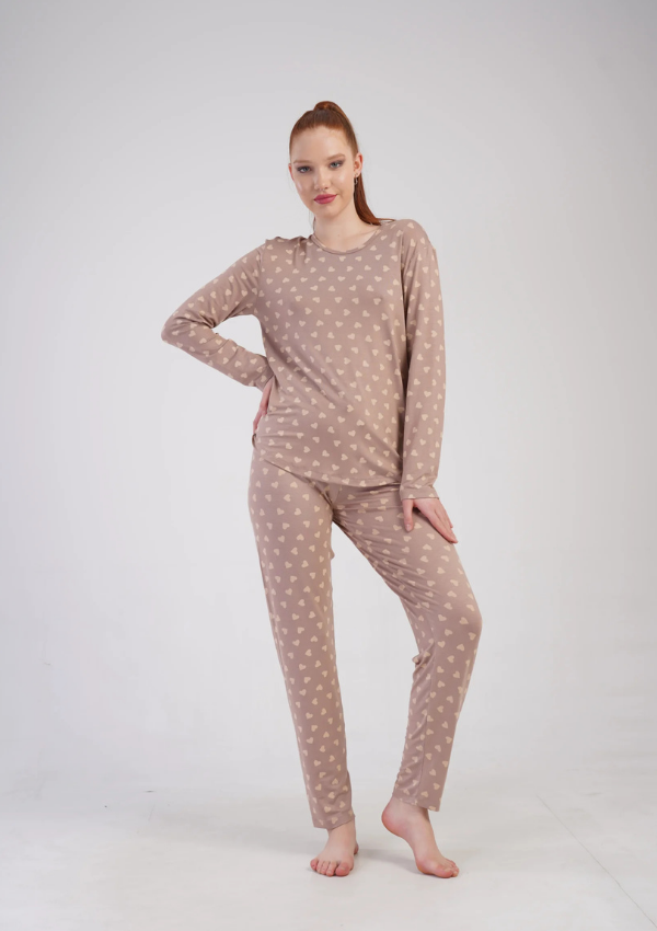 Piżama Damska Vienetta Soft Hearts, Beżowy, r. 1XL-3XL