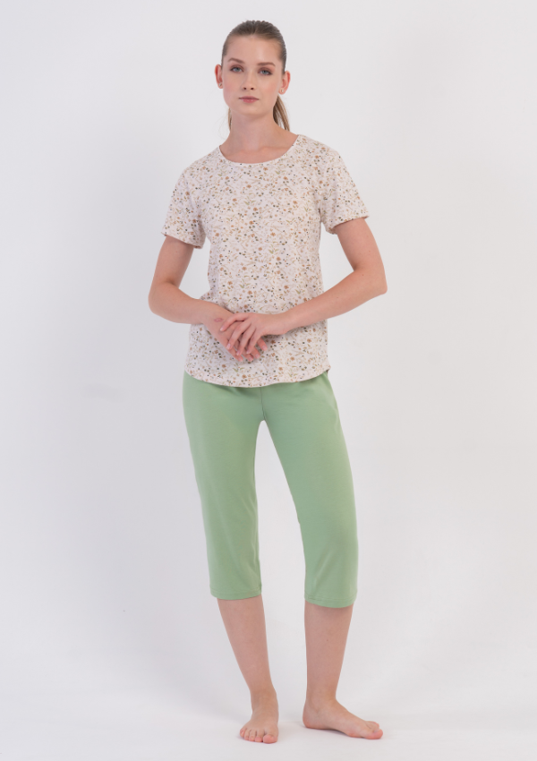 Piżama Damska Vienetta Mint Blossom, Zielony, r. M-XXL