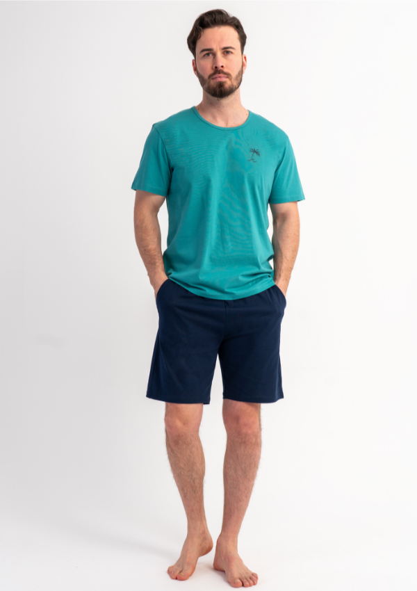 Piżama Męska Vienetta Palm Chill, Morski, r. S-XL
