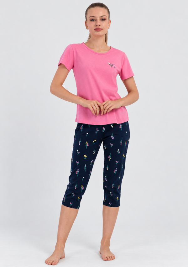 Piżama Damska Vienetta Rose Navy, Różowy, r. M-XXL
