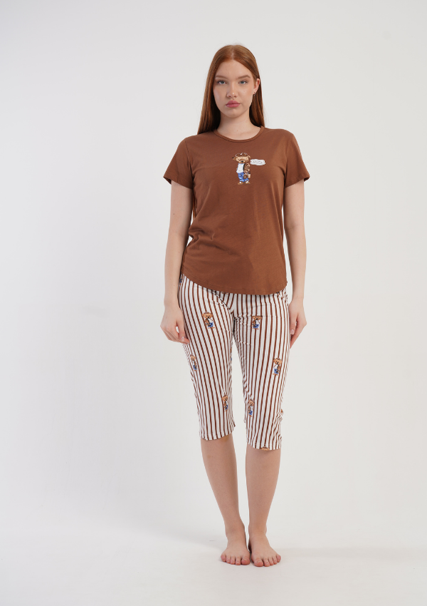 Piżama Damska Vienetta Sky Darling, Brązowy, r. M-XL