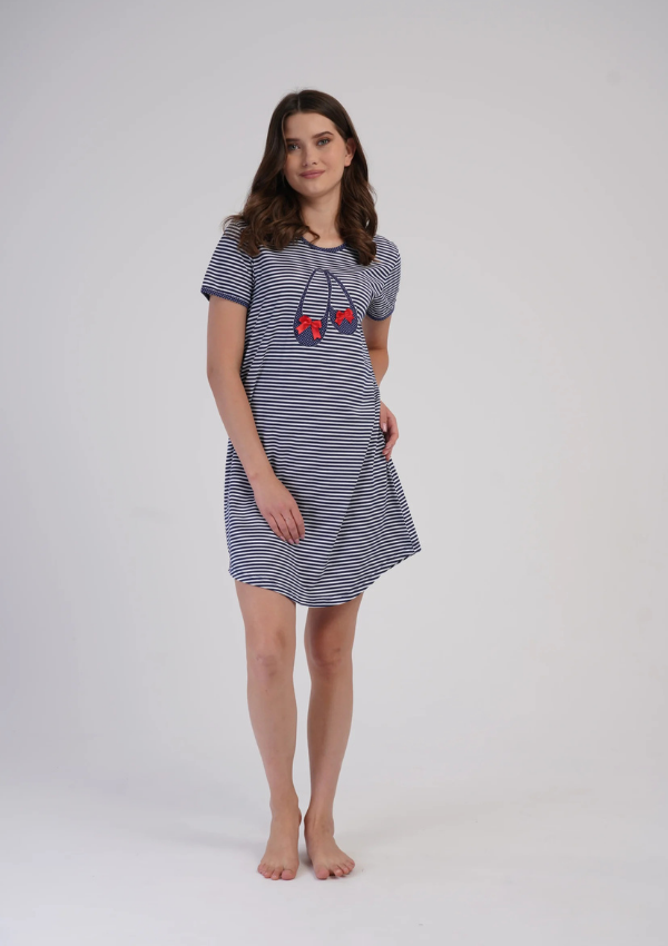 Koszula Nocna Vienetta Striped Ballet Charm, Granatowy, r. M-XXL