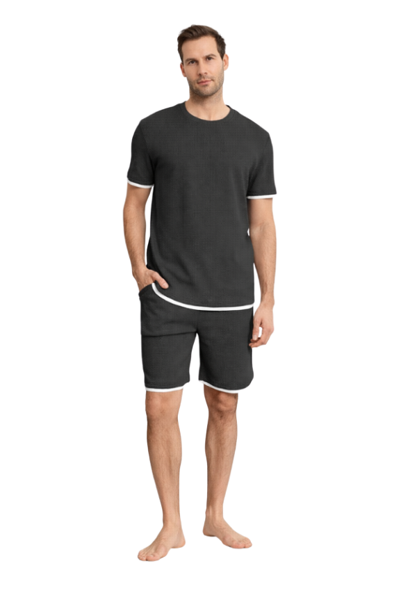 Piżama Męska Gray Waffle Set, Grafitowy, r. M-XL