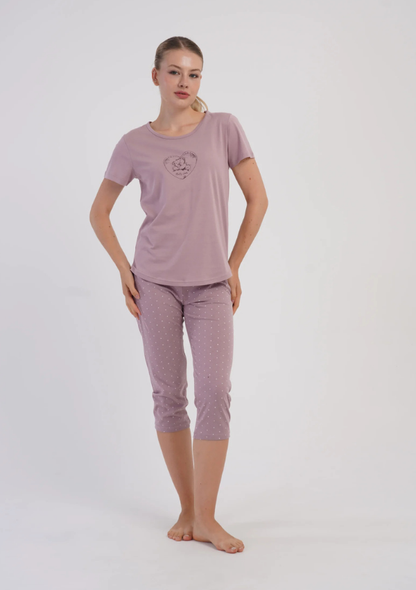 Piżama Damska Vienetta Heather Teddy, Różowy, r. M-XXL