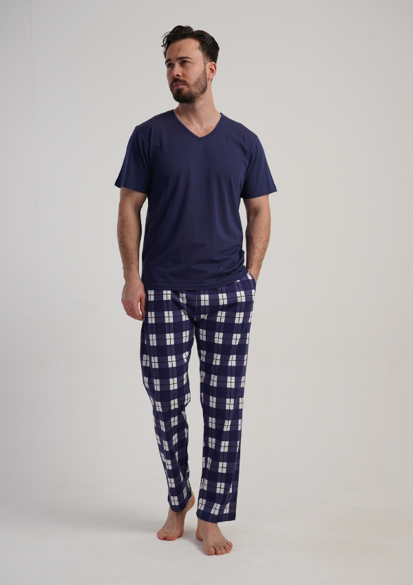 Piżama Męska Vienetta Navy Night, Granatowy, r. M-XXL