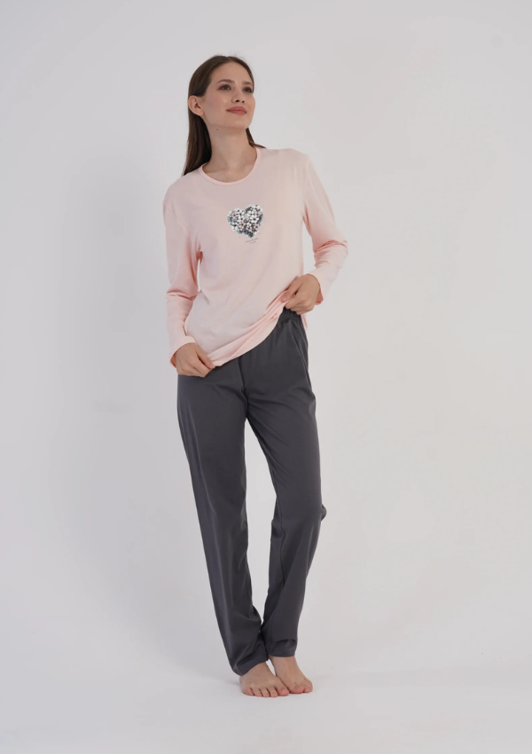 Piżama Damska Vienetta Heart Cozy, Różowy, r. M-XXL