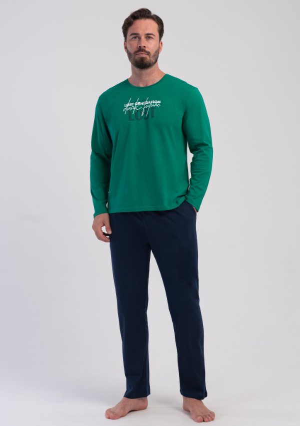 Piżama Męska Vienetta Green Midnight, Zielony, r. M-XXL