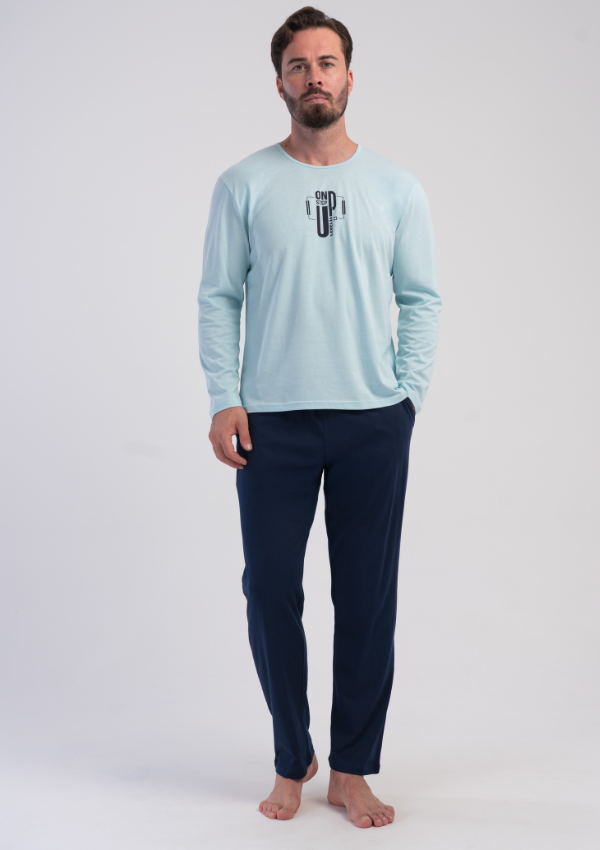 Piżama Męska Vienetta Sky Navy, Niebieski, r. M-XXL