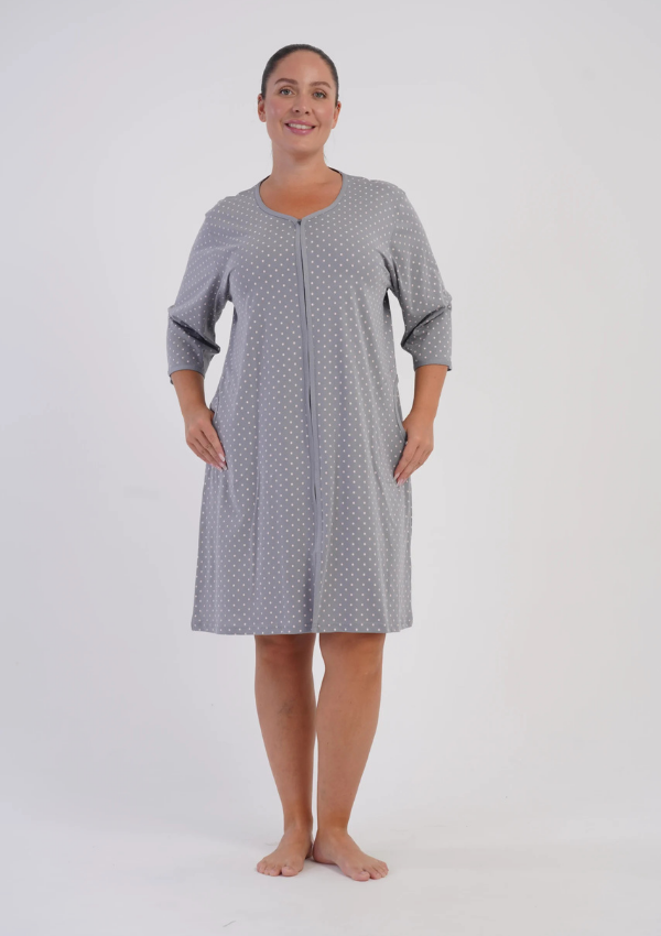 Szlafrok damski Vienetta Silver Dot, Szary, r. 1XL-4XL