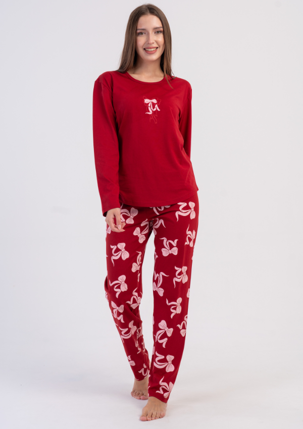 Piżama Damska Vienetta, Red Bow, Czerwony r. S-XL