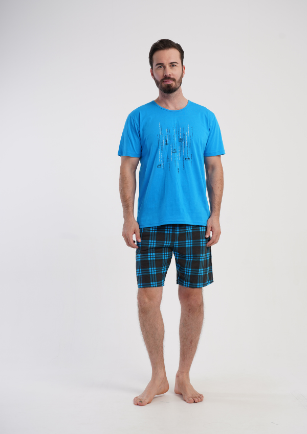 Piżama Męska Vienetta Blue Lumber, Niebieski, r. 1XL-4XL