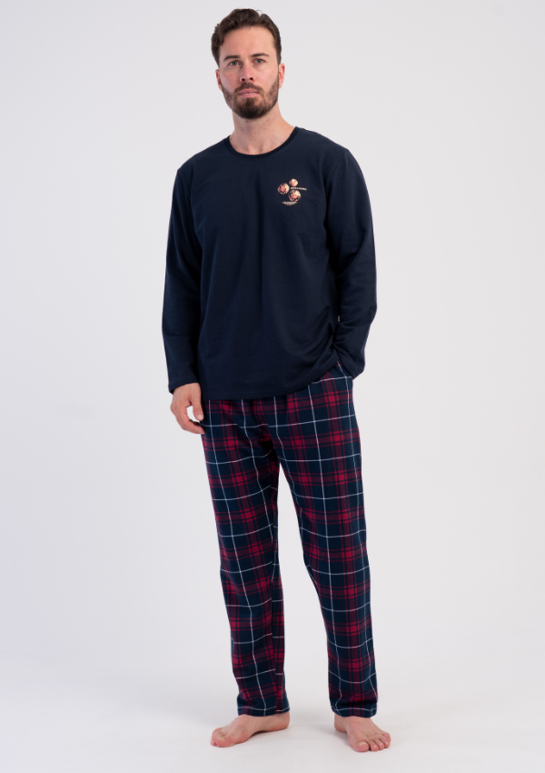 Piżama Męska Ocieplana Vienetta Midnight Burgundy, Granatowy, r. M-XXL