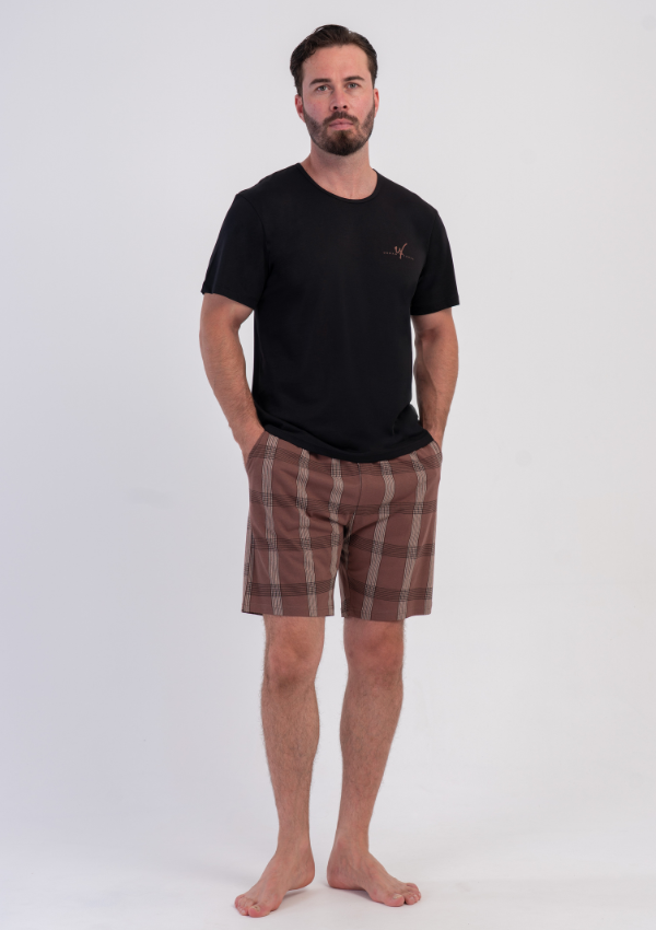 Piżama Męska Vienetta Check Summer, Czarny, r. 1XL-4XL
