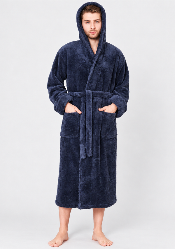 Szlafrok męski Navy Hooded, Granatowy, r. XL-XXXL