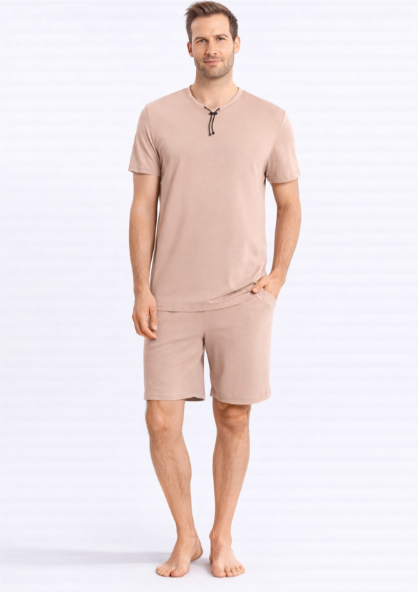 Piżama Męska Beige Comfort Set, Beżowy, r. M-XL