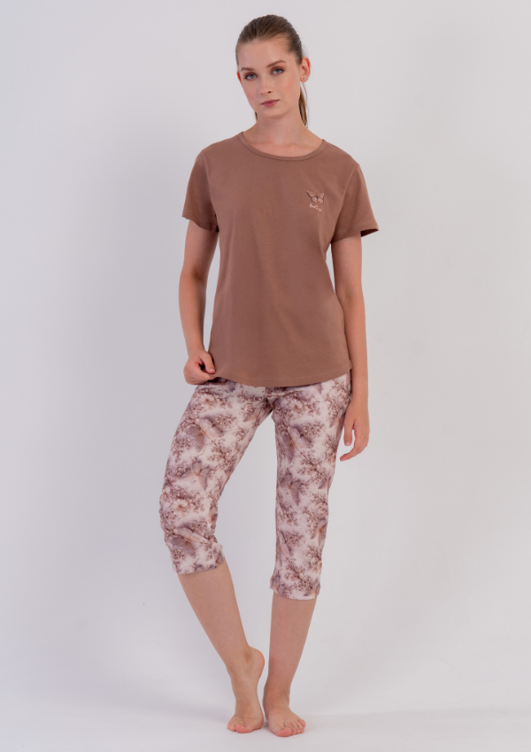 Piżama Damska Vienetta Cocoa Butterfly, Brązowy, r. M-XXL
