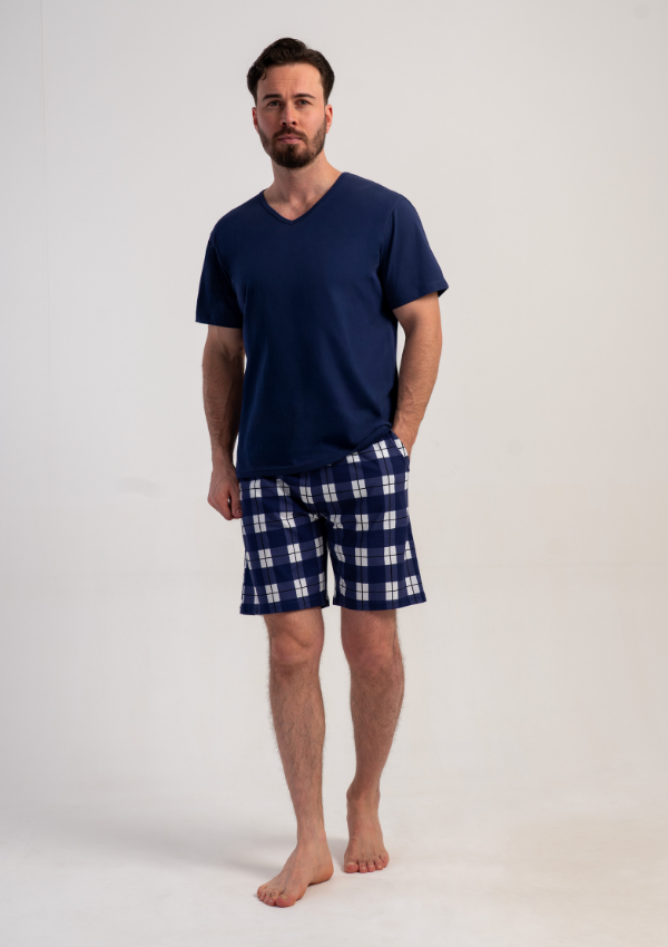 Piżama Męska Vienetta Navy Classic, Granatowy, r. L-XXL