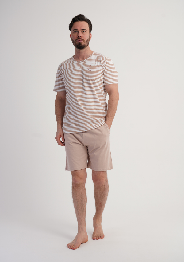 Piżama Męska Vienetta Beige Breeze, Beżowy, r. M-XL