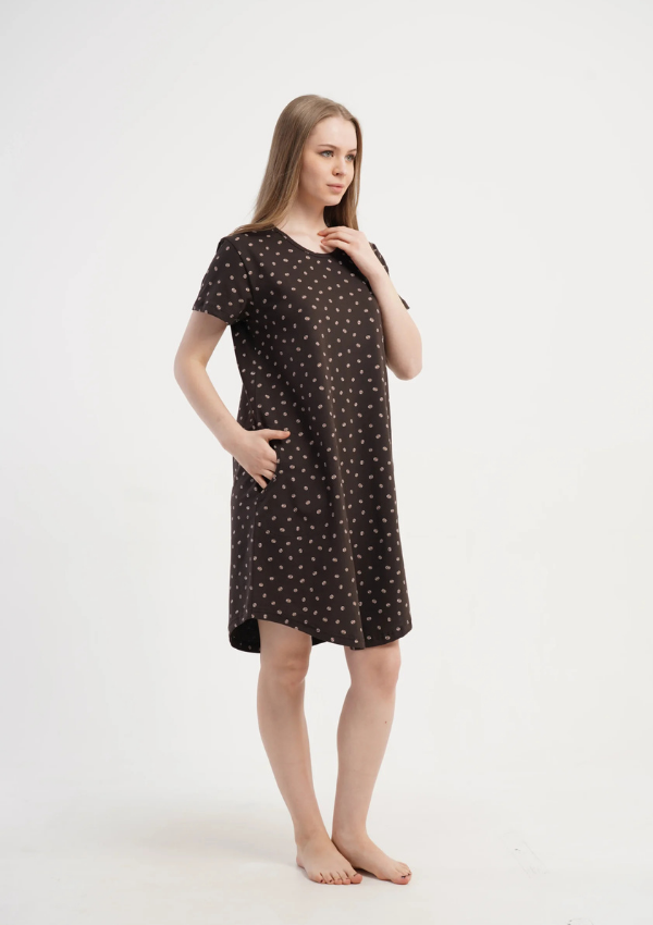 Koszula Nocna Vienetta Coffee Dots, Brązowy, r. M-XXL