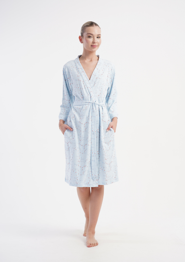 Szlafrok damski Vienetta Soft Breeze, Niebieski, r. S - XXL