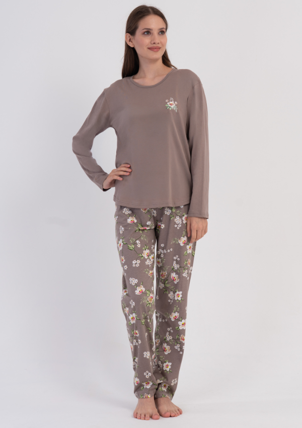 Piżama Damska Vienetta Blossom Comfort, Szary, r. M-XXL