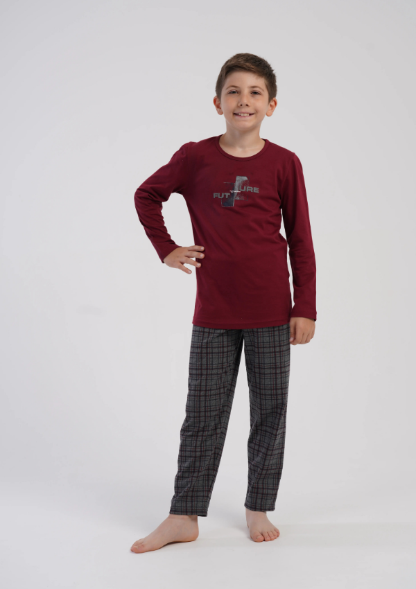 Piżama chłopięca Vienetta Future, Bordowy, r. 134-164