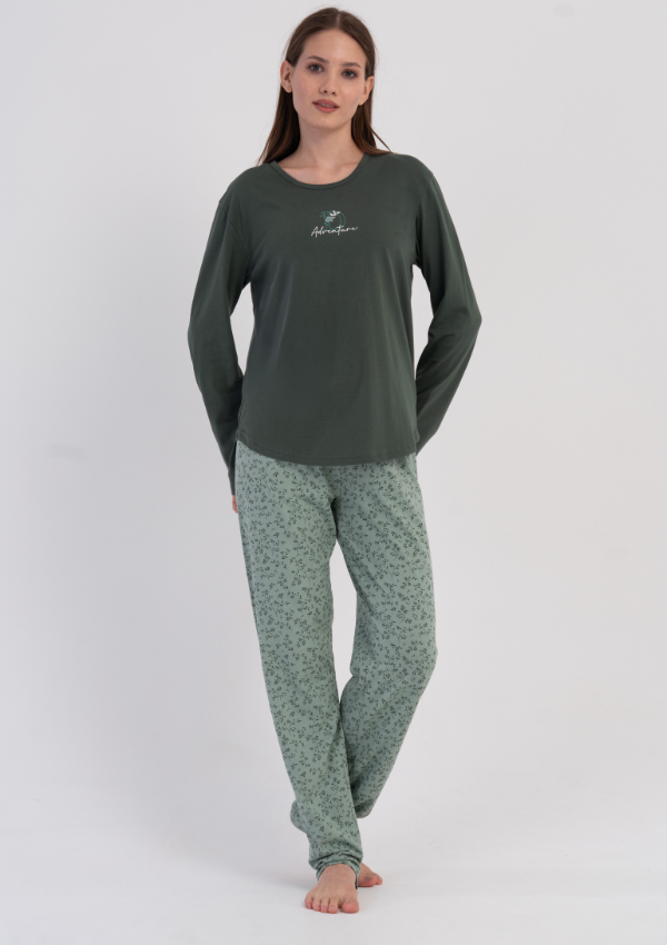 Piżama Damska Vienetta Botanical Green, Zielony, r. M-XXL