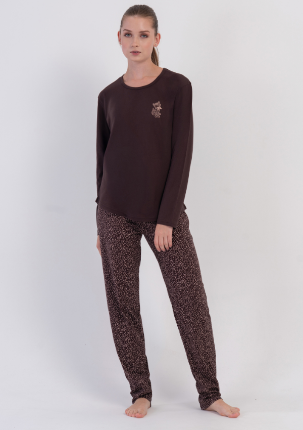 Piżama Damska Vienetta, Sand Cocoa, Brązowy, r. M-XXL