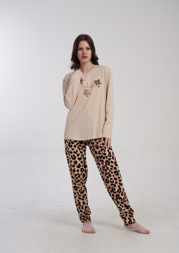 Piżama Damska Vienetta Wild Stellar, Beżowy, r. 1XL-4XL