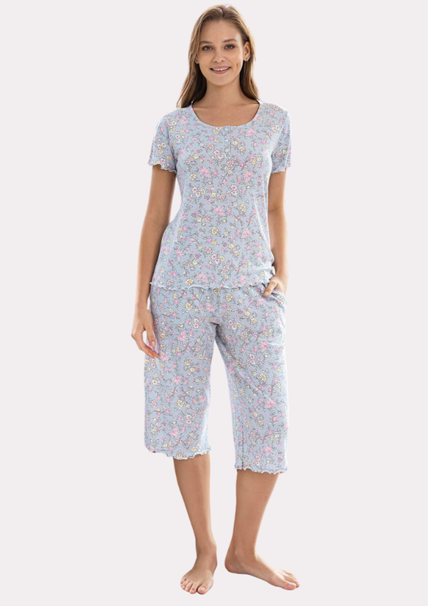 Piżama Damska Silver Bloom, Szary, r. M-XXL