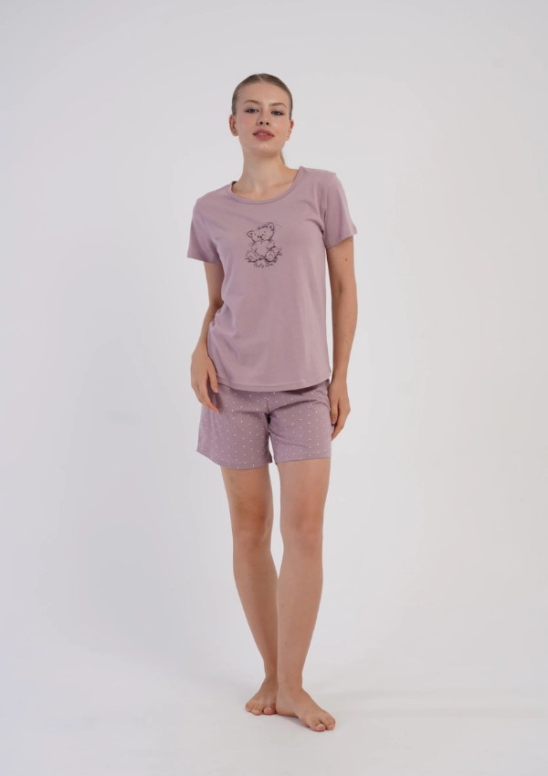Piżama Damska Vienetta Mauve Teddy, Różowa, S-XL