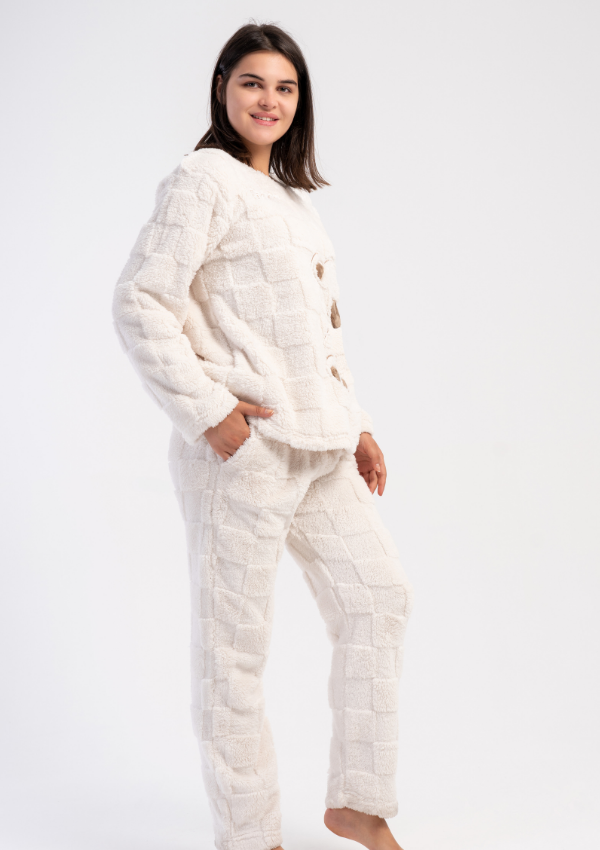 Piżama Damska Softowa Vienetta Soft Teddy, Biały, r. S-XL
