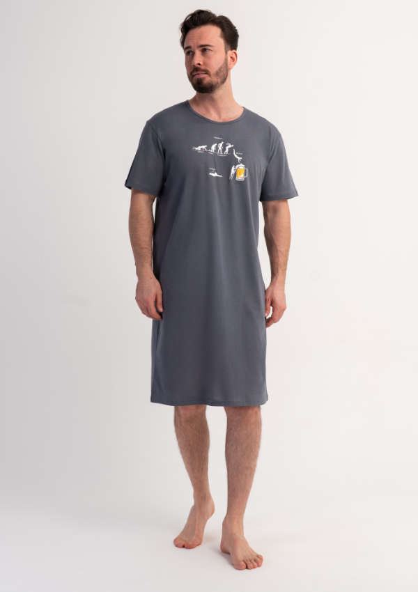 Koszula męska Vienetta Holiday Escape, Szary, r. L-XXXL