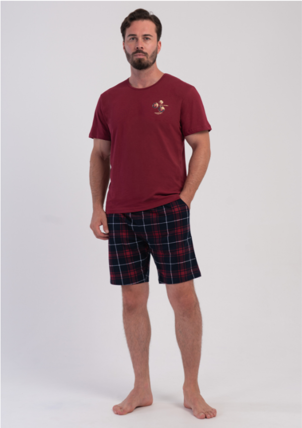 Piżama Męska Vienetta Navy Burgundy, Bordowy, r. M-XXL